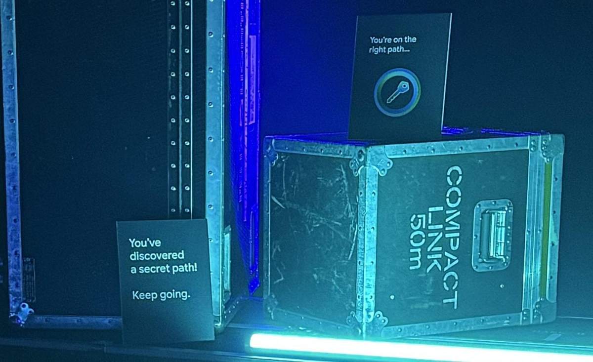 A secret path card left on a road case
